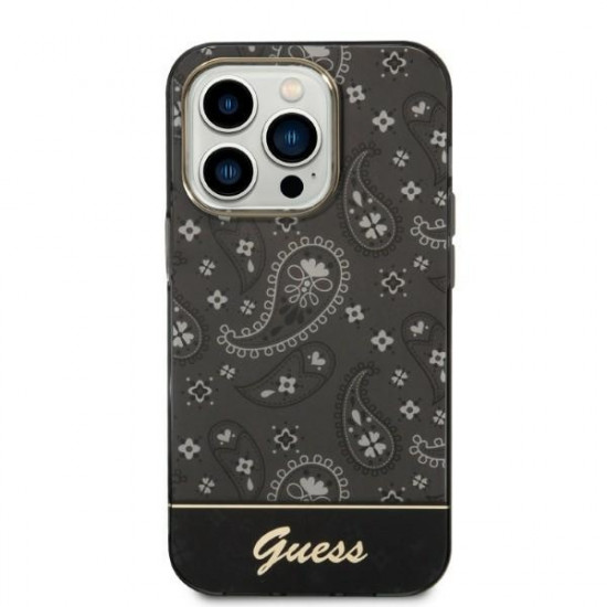 Guess GUHCP14LHGBNHK Apple iPhone 14 Pro black hardcase Bandana Paisley