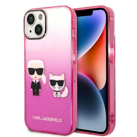 Karl Lagerfeld KLHCP14MTGKCP Apple iPhone 14 Plus hardcase pink Gradient Ikonik Karl & Choupette