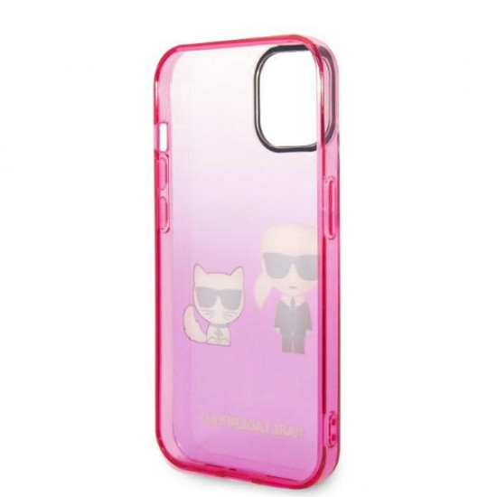 Karl Lagerfeld KLHCP14MTGKCP Apple iPhone 14 Plus hardcase pink Gradient Ikonik Karl & Choupette