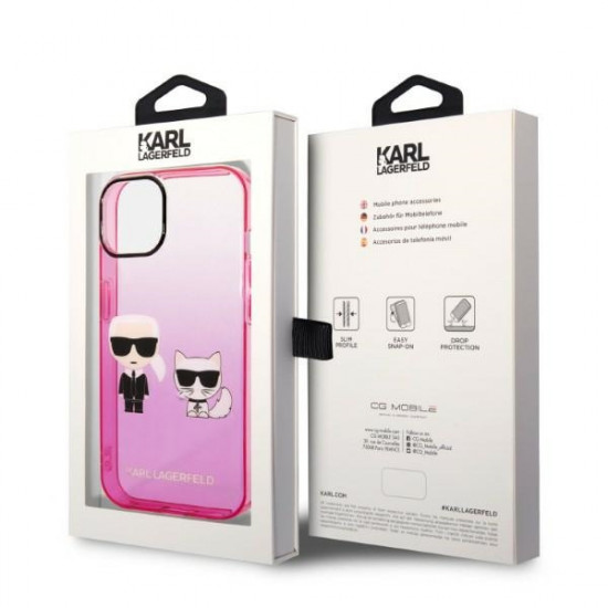 Karl Lagerfeld KLHCP14MTGKCP Apple iPhone 14 Plus hardcase pink Gradient Ikonik Karl & Choupette