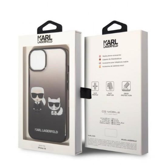 Karl Lagerfeld KLHCP14STGKCK Apple iPhone 14 hardcase black Gradient Ikonik Karl & Choupette