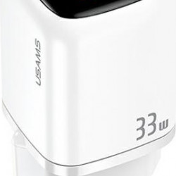 USAMS Wall Charger 1xUSB-C+1xUSB T46 33W PD3.0 +QC3.0 Fast Charging white CC152TC02 (US-CC152)