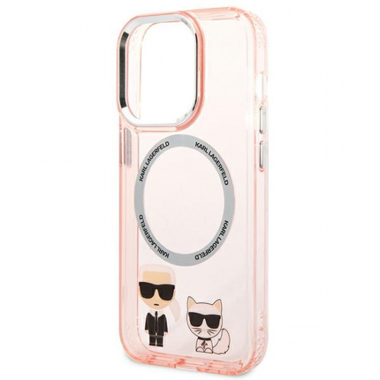 Karl Lagerfeld KLHMP14LHKCP Apple iPhone 14 Pro hardcase pink Karl & Choupette Aluminium Magsafe