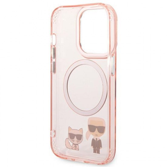 Karl Lagerfeld KLHMP14LHKCP Apple iPhone 14 Pro hardcase pink Karl & Choupette Aluminium Magsafe