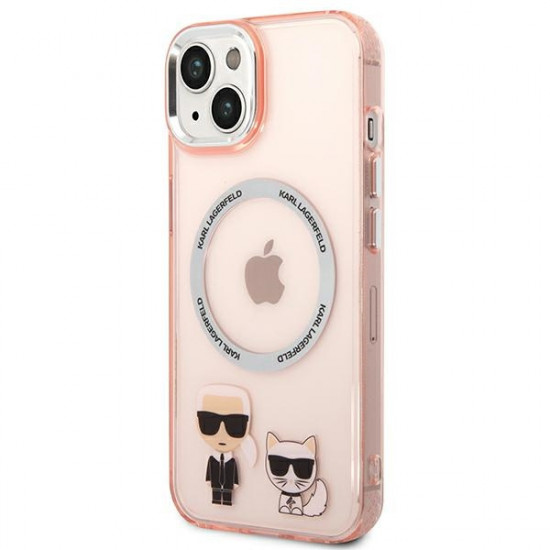 Karl Lagerfeld KLHMP14MHKCP Apple iPhone 14 Plus hardcase pink Karl & Choupette Aluminium Magsafe