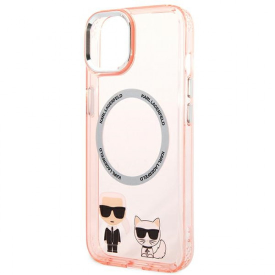 Karl Lagerfeld KLHMP14MHKCP Apple iPhone 14 Plus hardcase pink Karl & Choupette Aluminium Magsafe