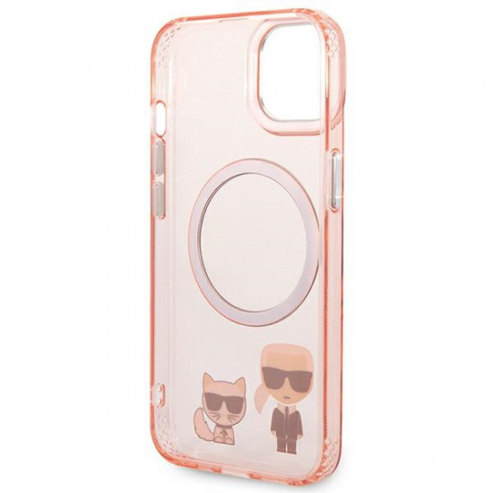 Karl Lagerfeld KLHMP14MHKCP Apple iPhone 14 Plus hardcase pink Karl & Choupette Aluminium Magsafe