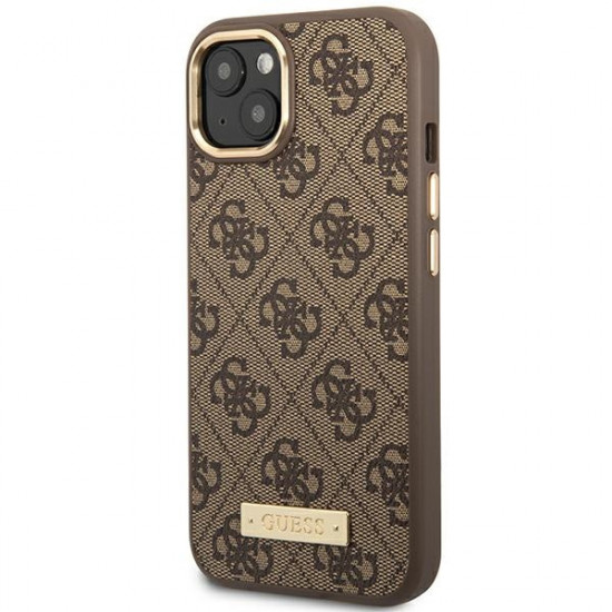 Guess GUHMP14MU4GPRW Apple iPhone 14 Plus brown hard case 4G Logo Plate MagSafe