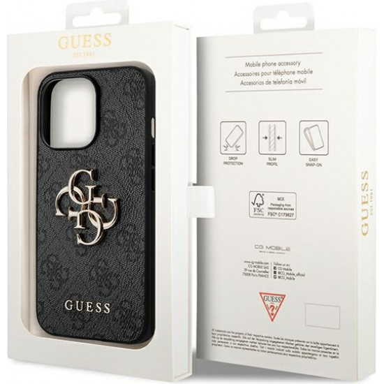 Guess GUHCP14L4GMGGR Apple iPhone 14 Pro grey hardcase 4G Big Metal Logo