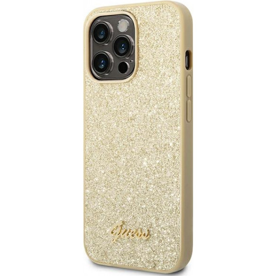 Guess GUHCP14LHGGSHD Apple iPhone 14 Pro gold hard case Glitter Script