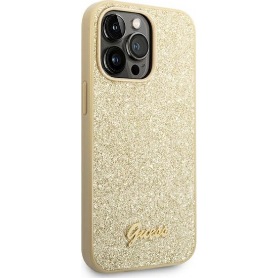 Guess GUHCP14LHGGSHD Apple iPhone 14 Pro gold hard case Glitter Script