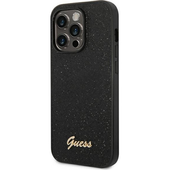 Guess GUHCP14LHGGSHK Apple iPhone 14 Pro black hard case Glitter Script