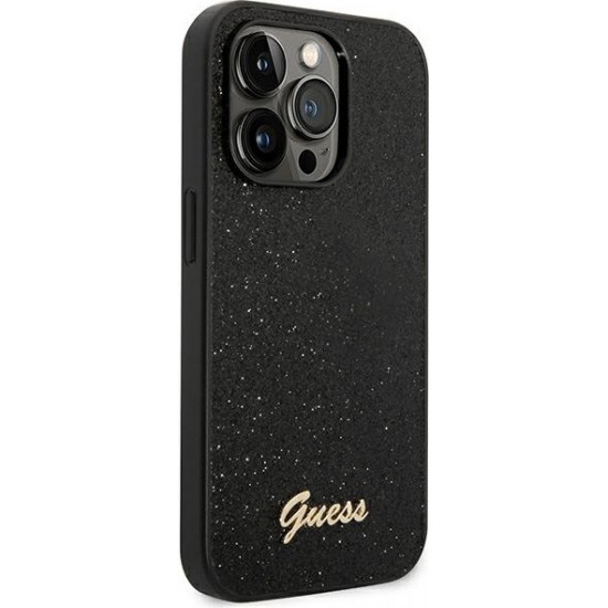 Guess GUHCP14LHGGSHK Apple iPhone 14 Pro black hard case Glitter Script