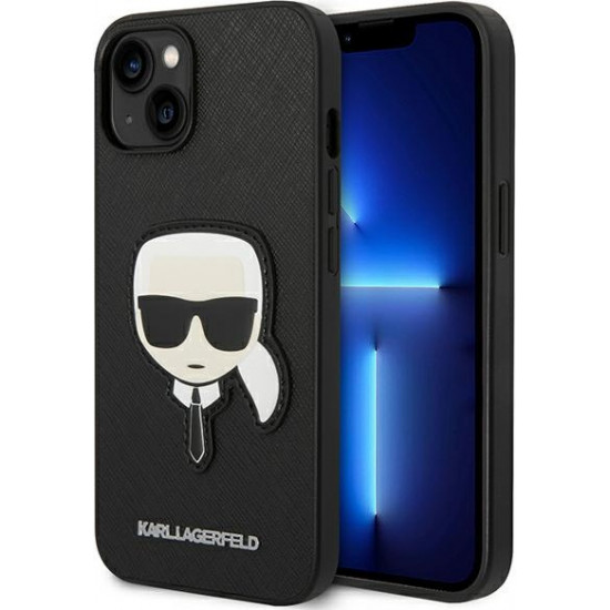 Karl Lagerfeld KLHCP14MSAPKHK Apple iPhone 14 Plus black hardcase Saffiano Karl`s Head Patch