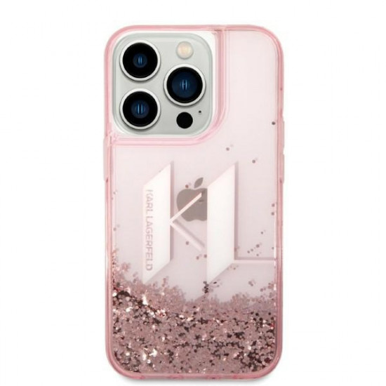 Karl Lagerfeld KLHCP14XLBKLCP Apple iPhone 14 Pro Max pink hardcase Liquid Glitter Big KL