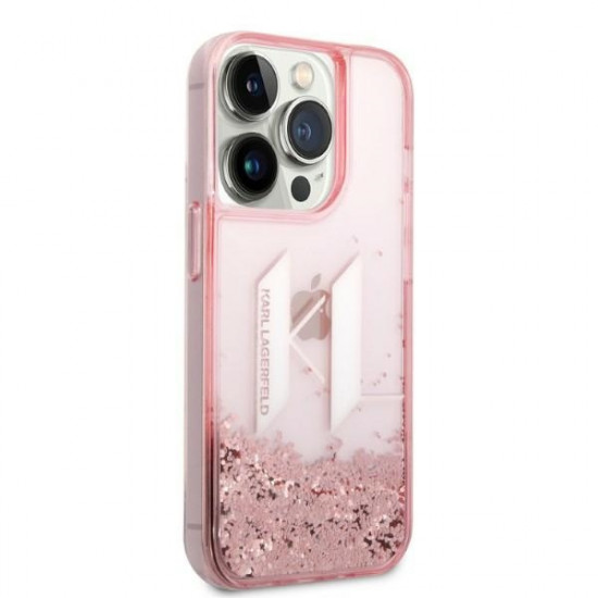 Karl Lagerfeld KLHCP14XLBKLCP Apple iPhone 14 Pro Max pink hardcase Liquid Glitter Big KL