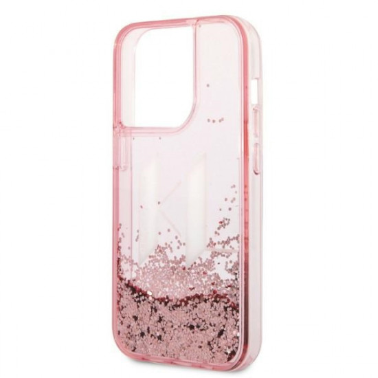 Karl Lagerfeld KLHCP14XLBKLCP Apple iPhone 14 Pro Max pink hardcase Liquid Glitter Big KL