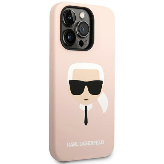 Karl Lagerfeld KLHCP14XSLKHLP Apple iPhone 14 Pro Max hardcase pink Silicone Karl`s Head