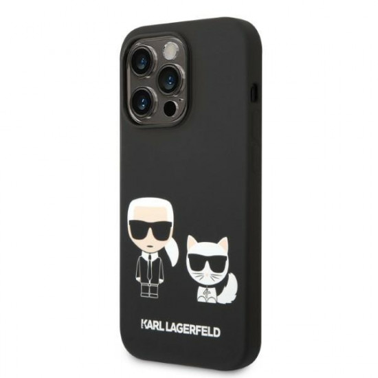 Karl Lagerfeld KLHMP14XSSKCK Apple iPhone 14 Pro Max hardcase black Liquid Silicone Karl & Choupette Magsafe