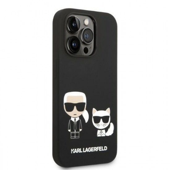 Karl Lagerfeld KLHMP14XSSKCK Apple iPhone 14 Pro Max hardcase black Liquid Silicone Karl & Choupette Magsafe