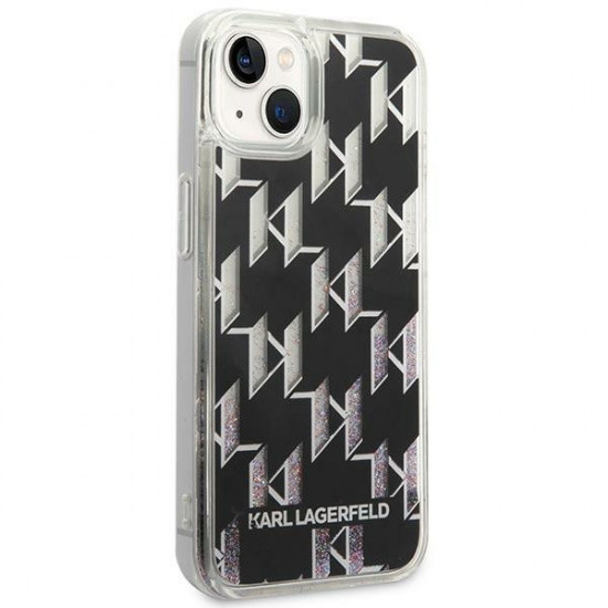 Karl Lagerfeld KLHCP14SLMNMK Apple iPhone 14 hardcase black Liquid Glitter Monogram