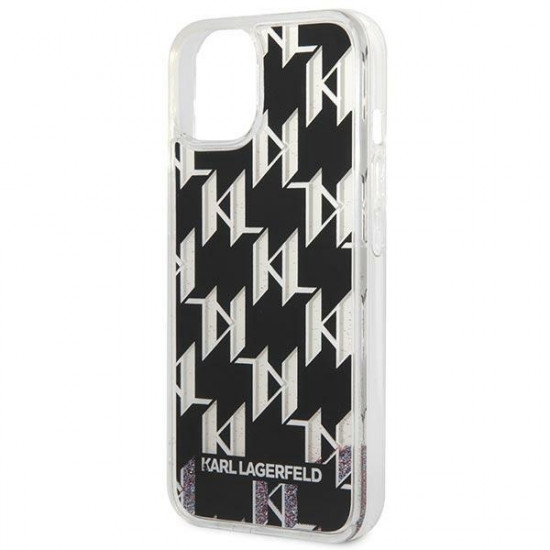 Karl Lagerfeld KLHCP14SLMNMK Apple iPhone 14 hardcase black Liquid Glitter Monogram