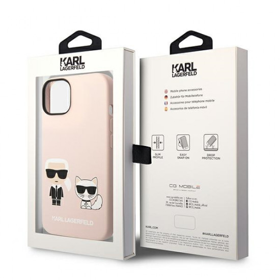 Karl Lagerfeld KLHMP14MSSKCI Apple iPhone 14 Plus hardcase light pink Silicone Karl & Choupette Magsafe