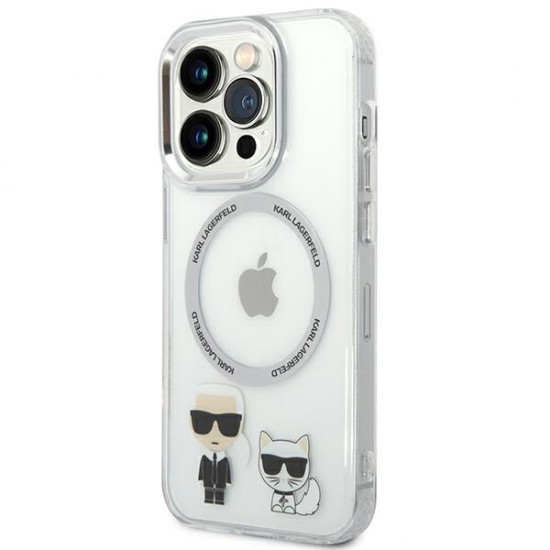 Karl Lagerfeld KLHMP14LHKCT Apple iPhone 14 Pro hardcase transparent Karl & Choupette Aluminium Magsafe