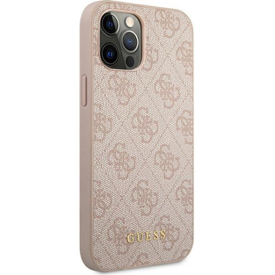 Guess GUHCP12MG4GFPI Apple iPhone 12/12 Pro pink hard case 4G Metal Gold Logo