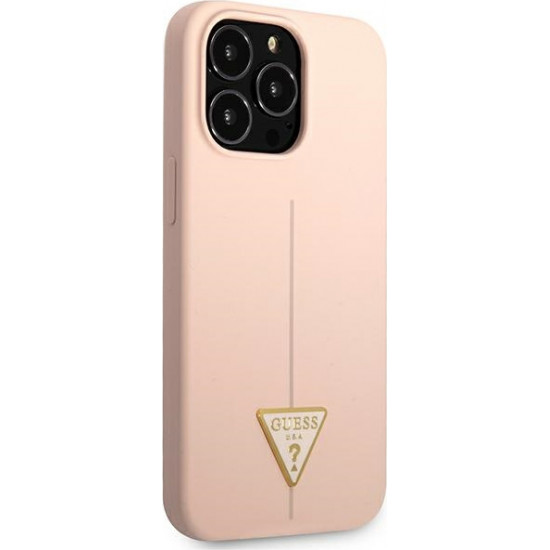 Guess GUHCP13XSLTGP Apple iPhone 13 Pro Max pink hardcase Silicone Triangle