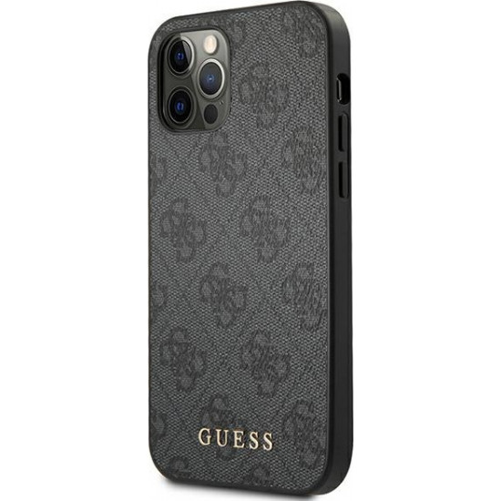 Guess GUHCP12MG4GFGR Apple iPhone 12/12 Pro grey hard case 4G Metal Gold Logo