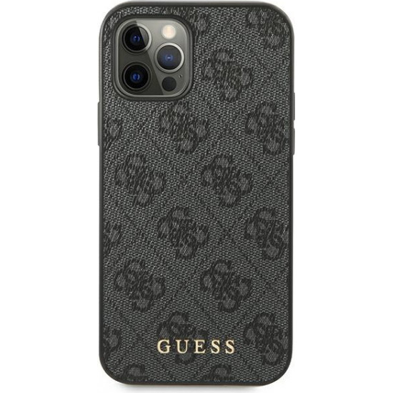 Guess GUHCP12MG4GFGR Apple iPhone 12/12 Pro grey hard case 4G Metal Gold Logo