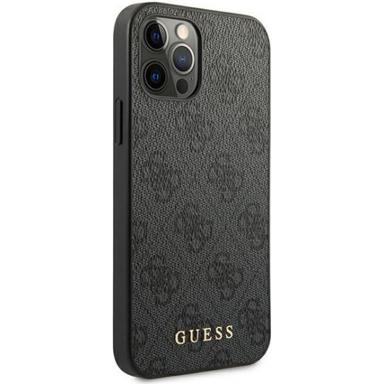 Guess GUHCP12MG4GFGR Apple iPhone 12/12 Pro grey hard case 4G Metal Gold Logo