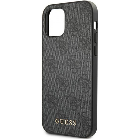 Guess GUHCP12MG4GFGR Apple iPhone 12/12 Pro grey hard case 4G Metal Gold Logo