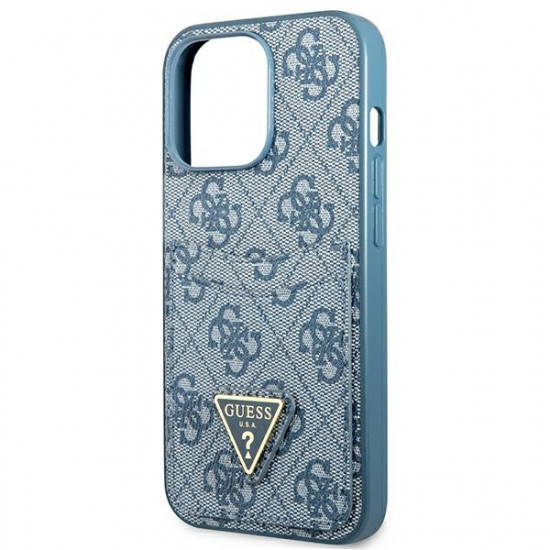 Guess GUHCP13LP4TPB Apple iPhone 13 Pro blue hardcase 4G Triangle Logo Cardslot