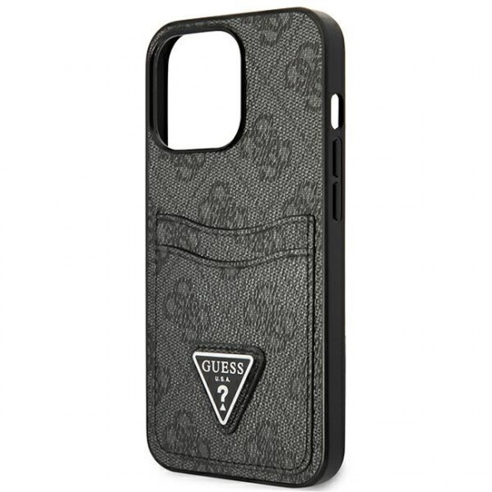 Guess GUHCP13LP4TPK Apple iPhone 13 Pro black hardcase 4G Triangle Logo Cardslot