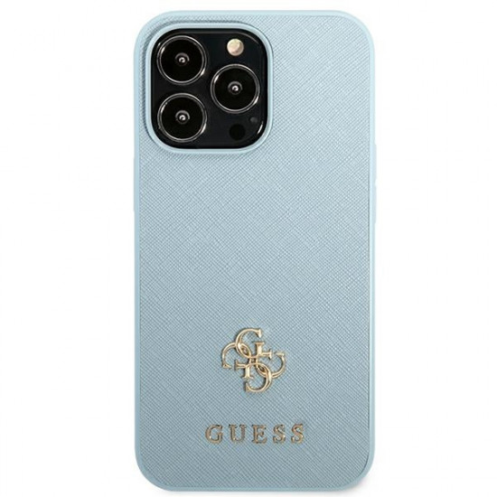 Guess GUHCP13LPS4MB Apple iPhone 13 Pro blue hardcase Saffiano 4G Small Metal Logo