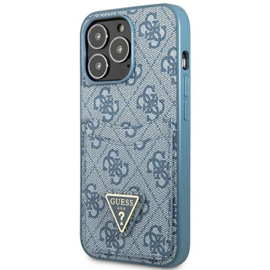 Guess GUHCP13XP4TPB Apple iPhone 13 Pro Max blue hardcase 4G Triangle Logo Cardslot