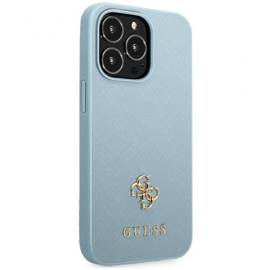 Guess GUHCP13XPS4MB Apple iPhone 13 Pro Max blue hardcase Saffiano 4G Small Metal Logo