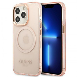 Guess GUHMP13XHTCMP Apple iPhone 13 Pro Max pink hard case Gold Outline Translucent MagSafe Guess GUHMP13XHTCMP Apple iPhone 13 Pro Max pink hard case Gold Outline Translucent MagSafe