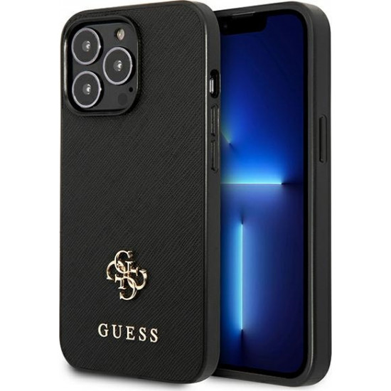 Guess GUHCP13LPS4MK Apple iPhone 13 Pro black hardcase Saffiano 4G Small Metal Logo