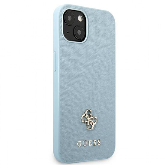 Guess GUHCP13MPS4MB Apple iPhone 13 blue hardcase Saffiano 4G Small Metal Logo