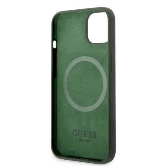 Guess GUHMP13MSBPLA Apple iPhone 13 khaki hard case Silicone Logo Plate MagSafe