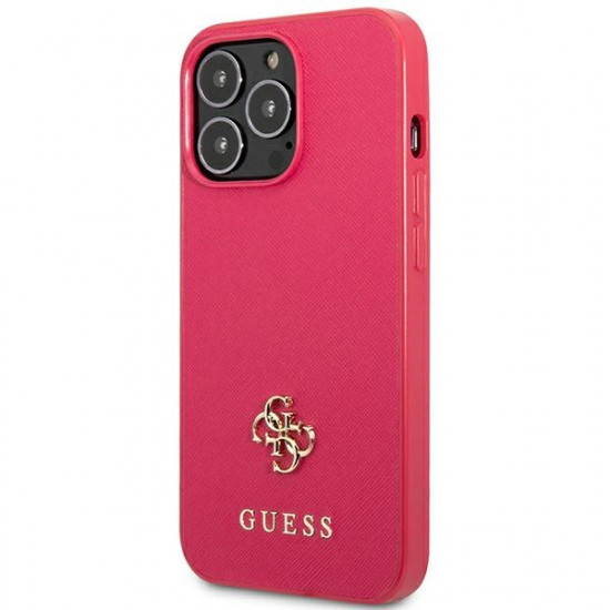 Guess GUHCP13LPS4MF Apple iPhone 13 Pro pink hardcase Saffiano 4G Small Metal Logo