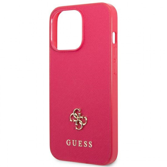 Guess GUHCP13LPS4MF Apple iPhone 13 Pro pink hardcase Saffiano 4G Small Metal Logo