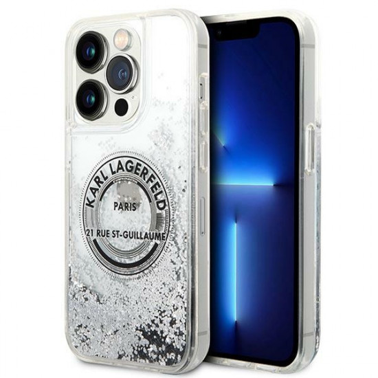 Karl Lagerfeld KLHCP14XLCRSGRS Apple iPhone 14 Pro Max silver hardcase Liquid Glitter RSG