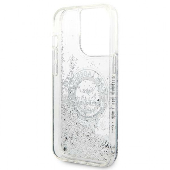 Karl Lagerfeld KLHCP14XLCRSGRS Apple iPhone 14 Pro Max silver hardcase Liquid Glitter RSG