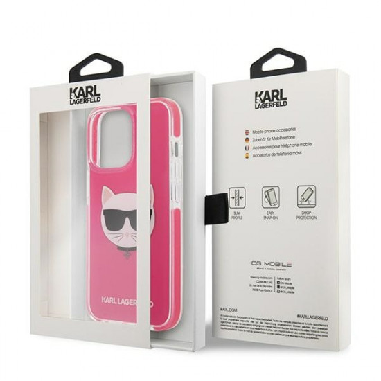 Karl Lagerfeld KLHCP13XTPECPI Apple iPhone 13 Pro Max hardcase fuschia Choupette Head