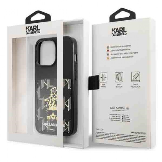 Karl Lagerfeld KLHCP13LCANCNK Apple iPhone 13 Pro hardcase black Karlimals Cardslot