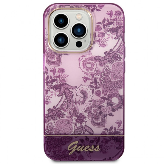 Guess GUHCP14LHGPLHF Apple iPhone 14 Pro fuschia hardcase Porcelain Collection